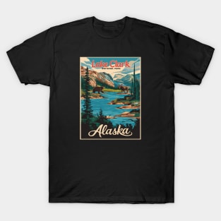 Lake Clark Alaska Predators Vintage Travel Poster T-Shirt